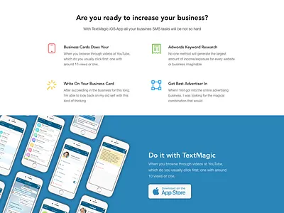 iOS App Landing chat features ios landing screens sms
