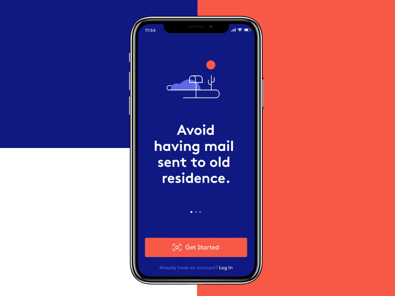 Addrest app american app clean ios minimal mobile motion onboarding service ui