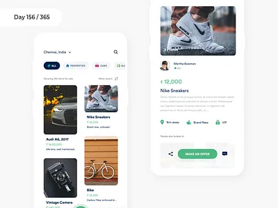 OLX.in Mobile App - Redesign | Day 156/365 - Project365 android app buy sell buysell concept mobile app olx olx redesign project365 redesign redesign tuesday sketch