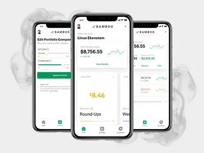 Bamboo - Invest today's change in tomorrow app bamboo crypto cryptocurrency finance fintech green mobile product design round up ui ux