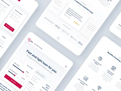 Ok Lan Homepage Tablet calculator tips unit graph chart header invoice loan money minimal clean web design quick loans website red black white responsive design service landing page user experience user interface ux ui