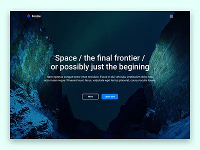 Space Header dark header homepage layout mountains rocks teal