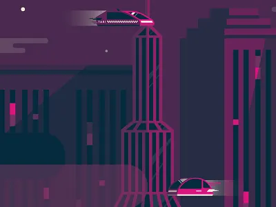 Illustration Progress buildings cars city conference dark theme futuristic illustration screenprint screenprinting swag