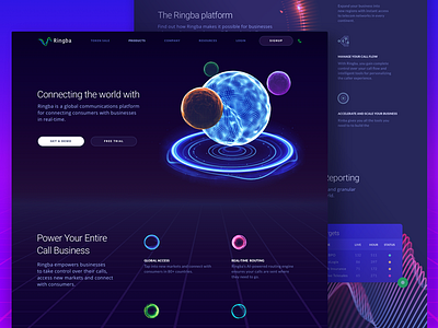 Website for a New Global Telecommunications Platform call tracking communication cosmos dark dashboard data visualization experimental futuristic innovative modern revolutionary space sphere tech technology telecom ui ux website design zajno