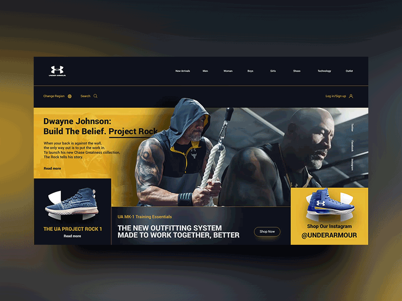 Under Armour Landing Page Re-Design Concept Animation design landing minimal page site store the rock ui under armour ux web