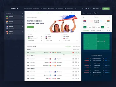 Scores24 World Cup 2018: Match Center 2018 betting cybersport football match center russia scores24 sport sport book sport grid tournament world cup
