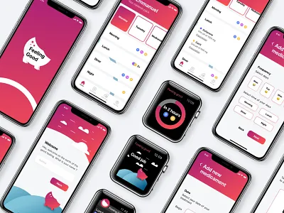 Pill box screens application iwatch mobile ui design ux design