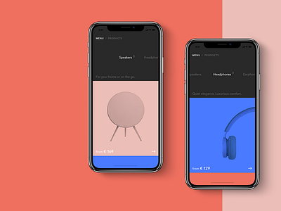 B&O Play App UX UI apple bang olufsen beoplay dark earphones headphones ios minimal responsive speakers web website