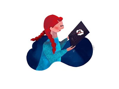 web sticker app girl icon illustration ipad procreate red sticker ui ux web