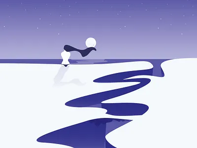 Sitting on edge of a cliff - "Just Relax" ⛰ abstract design girl gradient illustration moon night relax sky stars thinking vector