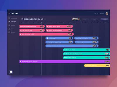 Timelinr.com app calendar dark design interface planning product theme timeline ui ux web