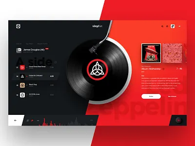 VinyList album concept cover design list music player ui vinyl web