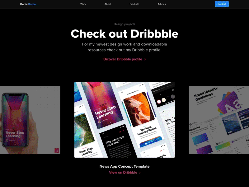 Portfolio Responsive Animation animation carousel dribbble muzli portfolio prototype responsive spring ui ux web website