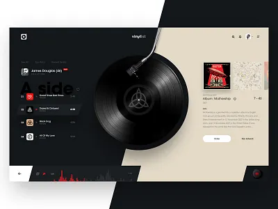 Vinylist v2 album concept cover design list music player ui vinyl web