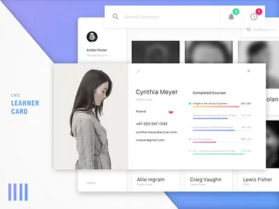 LMS Learner Card app dashboard education flat learner lms software tasks ui ux