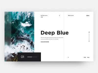 Wave design ui ux grid white blank theme minimal clean flat design surf beach sea sport ocean travel places wave gallery web landing product page