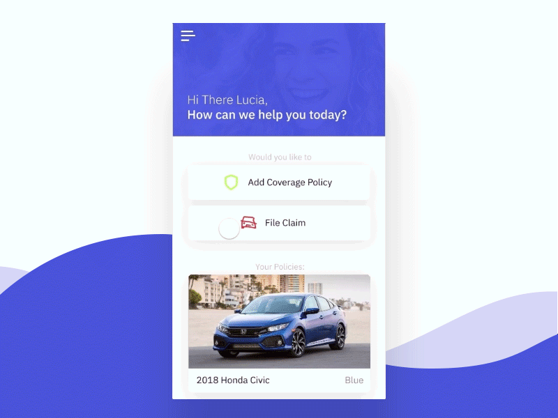 Auto Claim UI auto insurance invision studio mobile ui