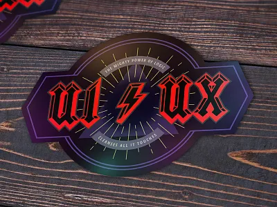 Sticker: UI/UX acdc funny label logo metal music print rock sticker ui ux