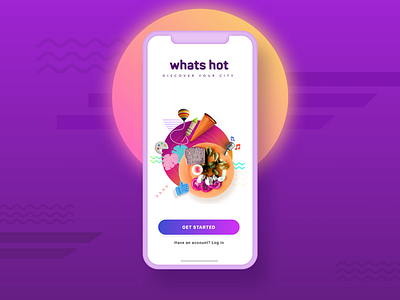Get started screen 3d art discover homepage login objects on boarding signup splash