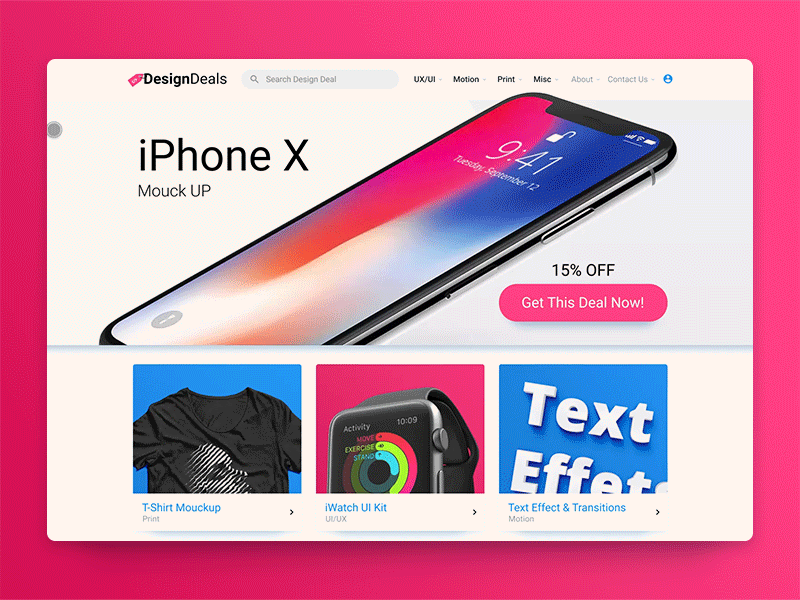 Designs for sale concept - animated website