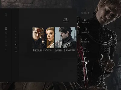 Navigation Menu - Game of Thrones Viewer's Experience dark experience full screen game of thrones got menu movie nav navigation series tv