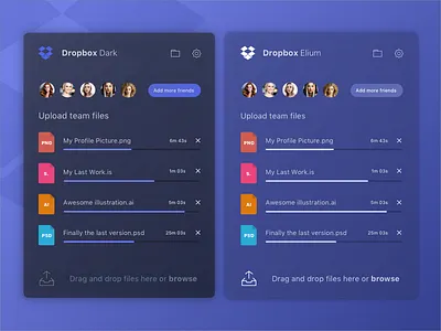 Dropbox Sync App Themes dark dropbox files popup progress bar share sync uploading