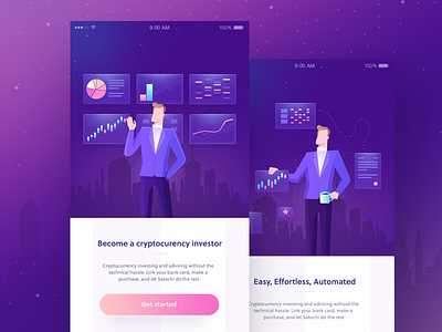 Crypto app ( illustrations ) app city crypto design gradient graph icon illustration neon stats ui