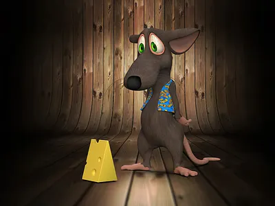 Mouse and cheese. 3d illustration (1) 3d animation logo motion graphics ui