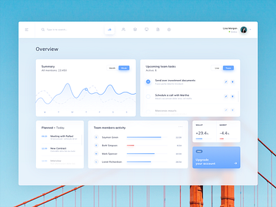 Dashboard Design app blue blur card chart clean dashboard desktop finance gradient shadow