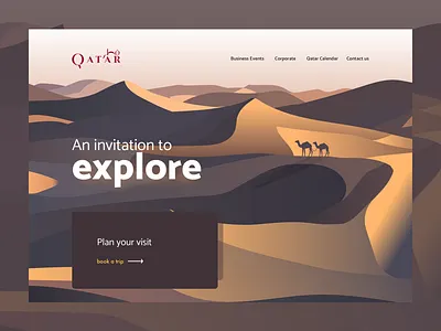 Visit Qatar - Landing Page Concept - Day 006 100days 100daysofillustrations clean desert illustration illustrator landing page landscape sand ui