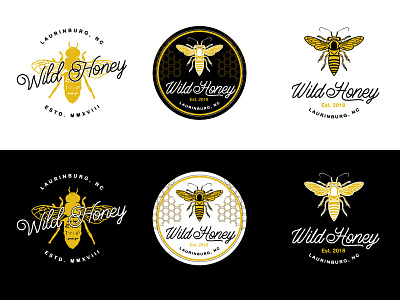 Wild Honey badge bees hexagon honey insects logo organic vintage wild working bee