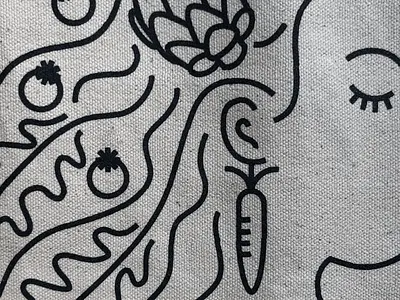 Vegetable Lady Tote Bag II artichoke arugula carrot girl illustration lady radish tomato tote tote bag vegetables woman