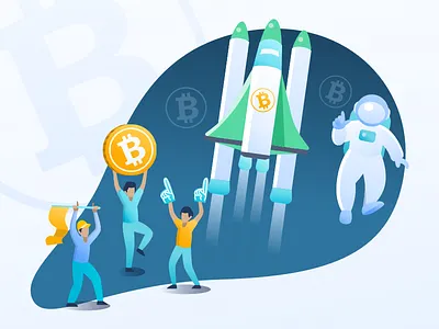 Bitcoin Astronaut bitcoin cryptocurrency flat graphic illustration illustrator sketch ui ux website