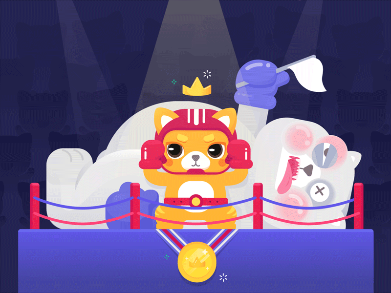 Boxer Cat animation cat champion illustration winner