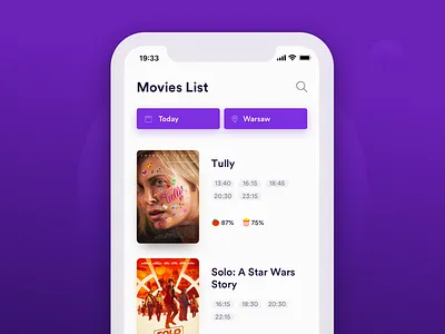 Cinema App – Movies List app cinema design film list movie ui