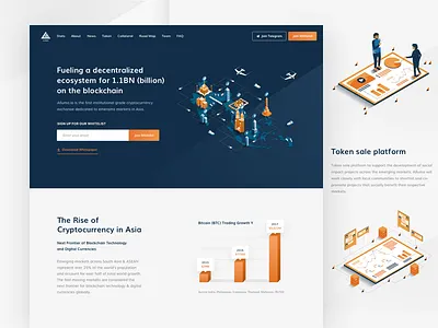 Luma Token Landing Page alluma crypto exchange platform asia market blockchain trading design clean dark interface cryptocoins trading view cryptocurrency trading website header concept interface isometric illustration animation luma token landing page orange black colors ui ux