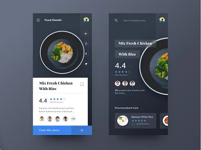 Food Mobile Website android app chart clean dark dashboard design desktop elegant food illustration ios landing light minimal mobile profile slide web website