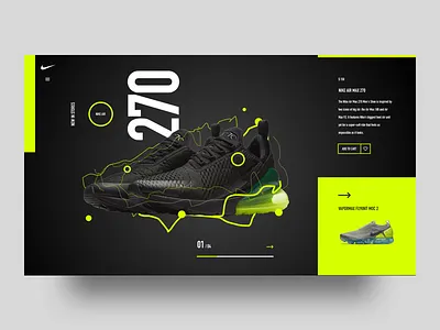 Nike Air Max 270 concept -- black version concept design nike nike air nike air max ui uiux userinterfase ux web website