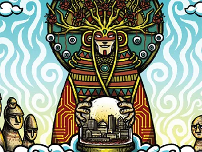 Gigantic Brewing - Cloud City Hazy IPA beer beer art beer label beer packaging brewery cloud city craft beer gigantic brewing handdrawn packaging psychedelic symmetrical