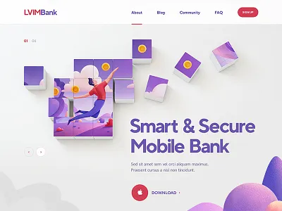 LVIM Bank / Crypto blockchain character design flat font icon illustration site typography web