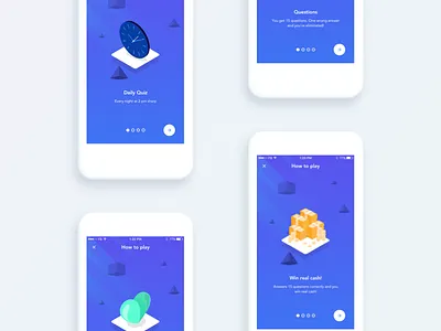Quiz App - Onboarding app design isometric play quiz social student ui ux