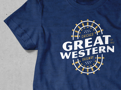 Chicago Great Western Railway 2 color chicago path rough shirt stars train train tracks vintage wood
