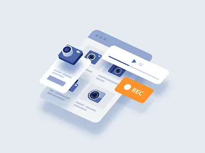 Record of session blue flat icon illustration illustrator invite isometric record semi vector