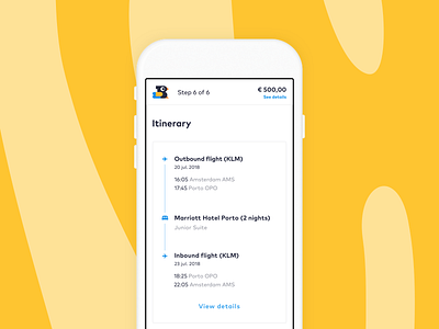 Itinerary Design itinerary mobile travel ui