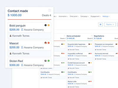 Clean pipeline clean deals design manage pipeline product soft ui web white