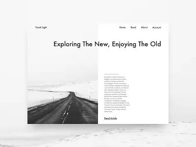 Travel Light - Blog blog design invites minimalism modern travel travel journal ui user experience ux web development website design