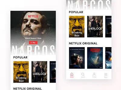 Netflix App Redesign Concept app concept movie narcos netflix redesign series tvshow ui ux