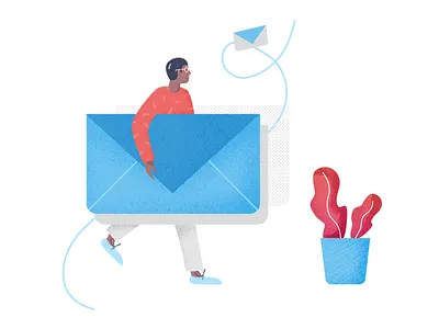 Transparent Communication communication envelope illustration letter man modern office plant