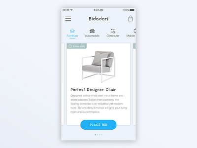 Bidding App UI Design app bid bright card categories cool flat gradient modern shop simple sleek