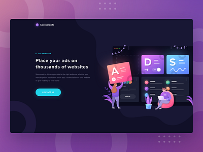 Sponsored.to Header ads banner color dark dashboard gradient header illustration landing promotion
